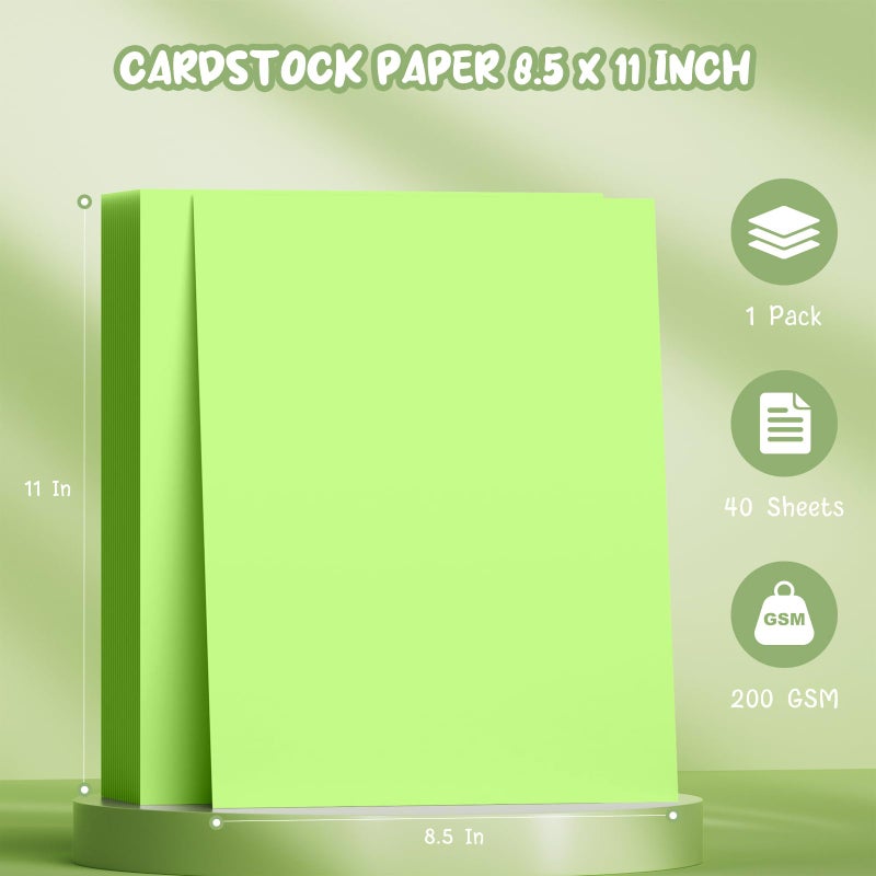 Aidunmis 40 Sheets Green Cardstock 8.5 x 11, Green Card Stock Paper, Cardstock Printer Paper 8.5 x 11, 200 GSM Green Construction Paper, Heavy Card Stock for DIY Cards, Invitations, Greeting Cards - Image 2